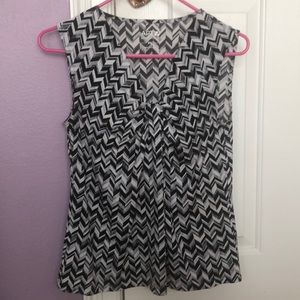 Black, white, and Gray satin Blouse